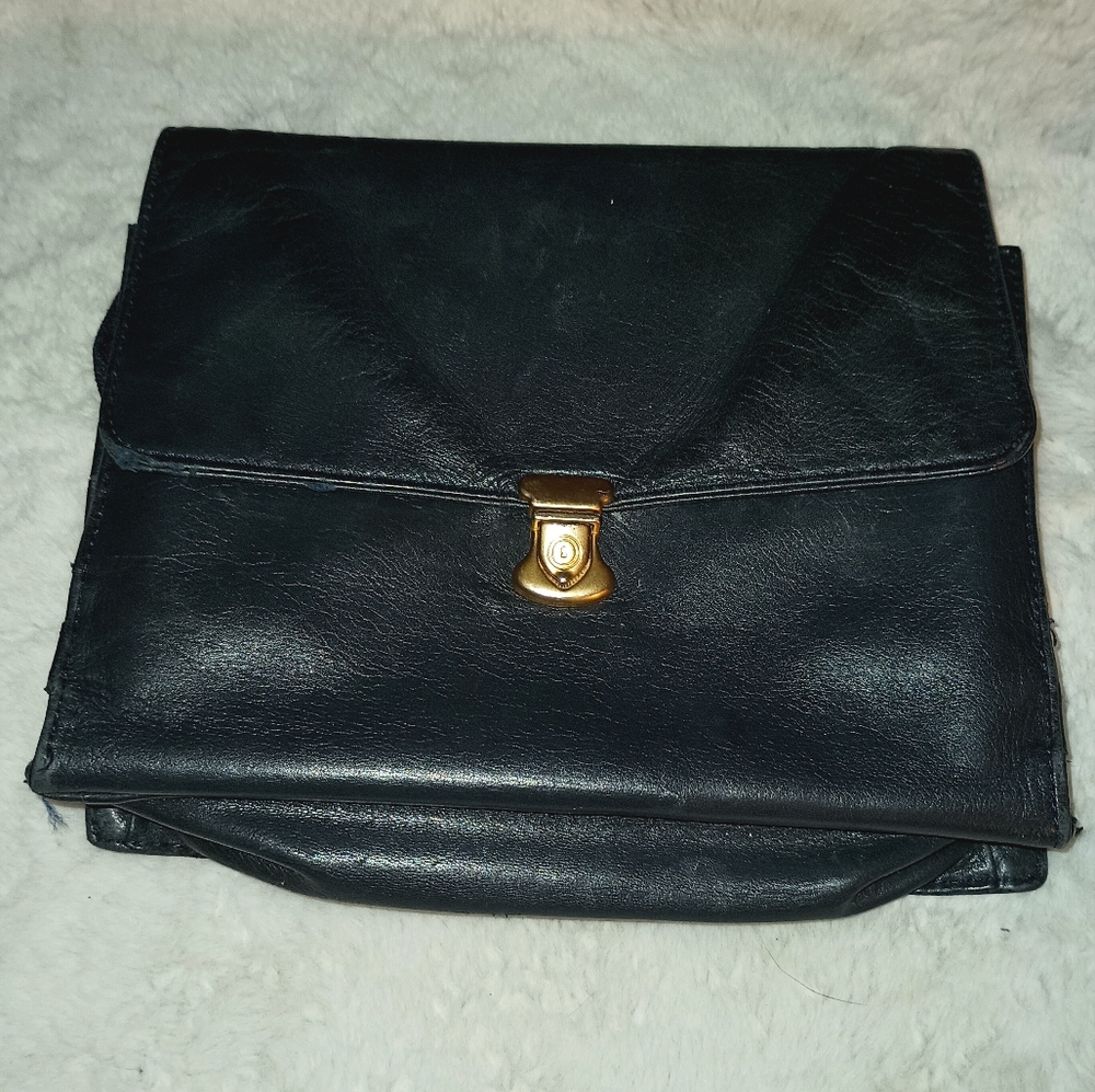Perlina New York Blue Leather Clutch Purse